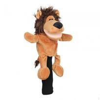 Cartoon Golf Driver Head Cover for Wood Protection Brown Lion beige