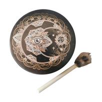 Alcheminis mėnulio būgnas rankų darbo amatų dekoravimo būgnas darbalaukio ornamento garso gydymo įrankis, skirtas dvasinės muzikos meditacijai black