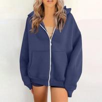 Women's Casual Zip Up Hoodie Sweatshirt with Pockets Relaxed Fit Full Zip Hooded Jacket Lightweight Outerwear XL white