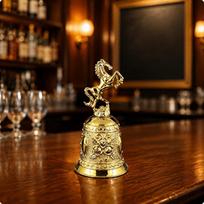 HorseThemed Bell European Golden Finish Hand Rounded Base Home Decor for Call, Serving, black