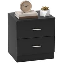 Modern Bedside Table, Beside Cabinet with 2 Drawers, for Bedroom, Living Room, Black 45 x 39.5 x 49 cm