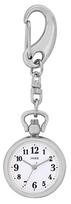 J-AXIS Retro Pocket Watch Keychain, Easy-to-Read Series, Model SP107, Silver, Bag Backpack Charm Accessory white