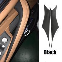 2 pieces Interior Door Panel Grab Handle Covers Carbon Fiber Armrest Protective Trim For BMW 5 Series G30 G38 2pcs black black