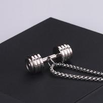 Madingas vyriškas hantelio fitneso karoliai Titano plieno pakabukas varpelis Mados aksesuaras 50CM(Necklace Size) gray