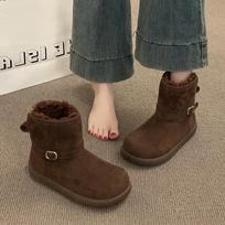 Snow Ankle Women Boots Fur Flats Designer Cotton Shoes  Casual Fashion Short Plush Sneakers   Cozy Warm Mujer Botas 40 brown