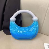 2024 Fashion Trend Designer Bent Moon Box Bag New Design Color Ink Simple Banquet Handbag Makeup Acrylic Evening Clutch Bag blue