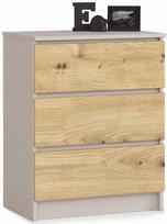 Komoda Akord K60 3SZ CLP PK, kašmyro sp./artisan oak sp., 77 cm x 60 cm x 40 cm