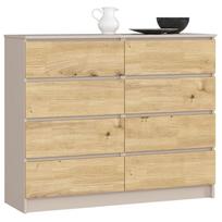 Komoda Akord K120 8SZ CLP PK, kašmyro sp./artisan oak sp., 99 cm x 120 cm x 40 cm