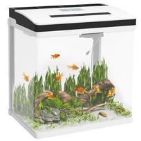 Stiklinis akvariumas su filtruojančiu dangčiu ir LED apšvietimu žuvims, talpa 28L, 38 x 26 x 39,5 cm, baltas 38 x 26 x 39.5 cm