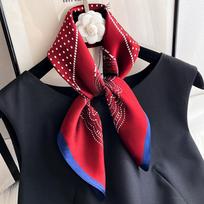 Red polka dot silk mulberry silk small square scarf women's spring and autumn winter silk scarf thin versatile neck scarf red