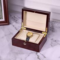 Premium Wooden Watch Box With High-Gloss Lacquer Finish Gift Jewelry Storage Case Burgundy Wine Red 18x13.5x8.6 cm gray