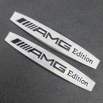 2 vnt. 3D metalinis logotipas AMG Edition emblema lipdukas Automobilio sparno ženklelis Mercedes A B C E S ML GL W176 W177 W203 W204 W211 Priedai gray