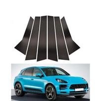 6 vnt. automobilio stulpų atramų durų langų apdailos dangteliai, skirti „Porsche Macan“ 2014 2015 2016 2017 2018 2022 priedams, automobiliams juoda