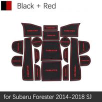 Anti-Slip Gate Slot Mat Rubber Cup Coaster for Subaru Forester 2014 2015 2016 2017 2018 SJ MK3 Accessories Stickers Car Styling raudona