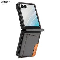 For Samsung Galaxy Z Flip 3 4 5 6 7 Leather Case Flip High Quality Card Slot Bracket Wallet Cover Casing Samsung Z Flip7 vyno raudonos spalvos