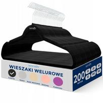 Juodi veliūriniai drabužių pakabos su neslystančia danga, 200 vnt.