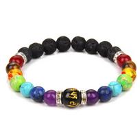 Natural Lava stone beads Healing Balance Chakra charm bracelet 8mm tiger eye bead Tibetan Buddha Prayer Bracelet for women Bracelet Style 17 blue