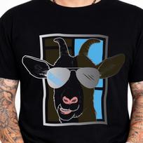 Cool Goat Wearing Sunglasses Funny Graphic Tee Animal Lover Farm Humor Shirt. XL black