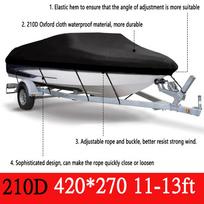 HD atsparus vandeniui 11–22 pėdų jachtos valties dangtis „Barco“ valties dangtelis, atsparus UV spinduliams, didelės apkrovos 210D jūrinis prikabinamas drobinis kateris 11-13FT (420X270cm) black