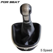 Gear Shift Knob Lever Shifter 5 6 Speed ABS With Leather Gaiter Complete Sets For Seat Altea 2004-12 Leon II 2005-12 Toledo III 6 Speed gray