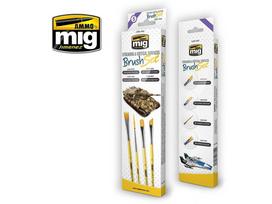 AMMO MIG - STREAKING AND VERTICAL SURFACES BRUSH SET (Teptukų komplektas), 7604