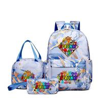 Rhythm box music game heat transfer backpack Sprunki primary and secondary school students children's cute schoolbag three-piece set as the picture white