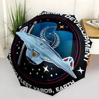 Sovereign Development Spaceship Patch - Star Trek-InspiredBadgeUmbrella, Portable 3-Fold Compact Umbrella for Men & Women Gift gray
