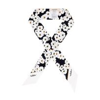 Valentino Floral Skinny Twill Silk Scarf E6017 Mig Cft 8W2E6017 MIG CFT white