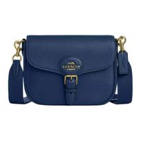 Coach Amelia 23 Gold Accessories Pebble Leather Saddle Bag Women Shoulder Bag Blue CP107-IMSMU Basic Set (Bag+Dust Bag) blue