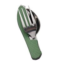 4 In 1 Tableware Foldable Stainless Steel Fork Spoon Knife Bottle Opener Portable Picnic Camping Hiking Travelling Dinnerware gray