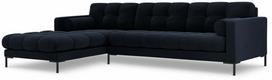 Kampinė sofa Cosmopolitan Design Bali, juoda sp./tamsiai mėlyna (navy) sp., kairinė, 185 x 293 cm x 75 cm