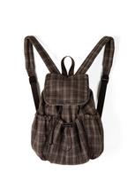 Korean Fashion Women Backpack Campus Student School Bag Casual Checkered Daypack Flip-Top Drawstring Lightweight Travel Rucksack black