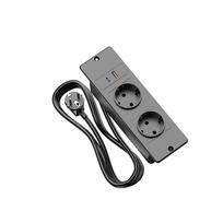 Įleidžiamas prailgintuvo blokas 2 AC lizdai Greito įkrovimo USB-A USB-C Įmontuojamas lizdas Darbalaukio maitinimo centras Stalui Spintelėms Konferencijų stalui juoda