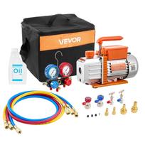 VEVOR AC vakuuminis siurblys ir manometrų rinkinys, 4,5 CFM 127 L/min, vienpakopis rotacinis mentinis HVAC vakuuminis siurblys, kolektorinis manometrų komplektas, skirtas R134a R22 R410a R1234YF R32