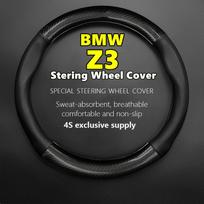 No Smell Thin For BMW Z3 Steering Wheel Cover Genuine Leather Carbon Fiber 1996 1997 1998 1999 2000 Round Shape-Red black
