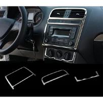Automobilio stilius skirtas Volkswagen vw POLO salono dangtelio lipdukas apdaila Oro kondicionieriaus CD valdymo skydelis Auto Air Outlet sidabras