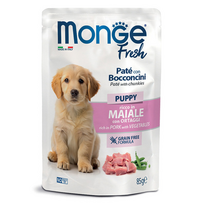 MONGE Fresh konservuotas pašaras su kiauliena ir daržovėmis šuniukams, 85 g
