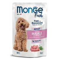 MONGE Fresh konservuotas pašaras su kiauliena ir daržovėmis suaugusiems šunims, 85 g