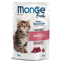 MONGE Fresh konservuotas pašaras su jautiena kačiukams, 85 g