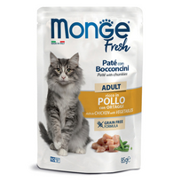MONGE Fresh konservuotas pašaras su vištiena ir daržovėmis suaugusioms katėms, 85 g