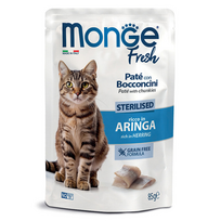 MONGE Fresh konservuotas pašaras su silke sterilizuotoms katėms, 85 g