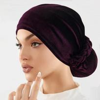 Soft Elastic Velvet Instant Turban Inner Hijabs Caps Hat Muslim Fashion Women's Headscarf Solid Color Women Hijab Bonnet beige