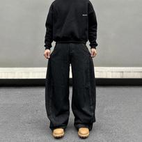 Unisex Retro Wide-Leg Scimitar Jeans - Loose Straight-Leg Banana Trousers for Spring & Autumn 3XL (155-170 jin) black
