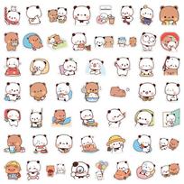 50-100 Sheets Cute Love Bear Graffiti Stickers – Trendy Waterproof Design beige
