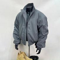 Silueto trumpa stovinčios apykaklės striukė vyrams rudeniui ir žiemai, amerikietiško retro skrydžio darbuotojo stiliaus XXXL juoda