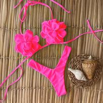 Sexy Floral Micro Bikini 2025 Women Swimsuit Female Swimwear Thong Bikinis Set Brazilian Beach Wear Bathing Suit Biquini L pink