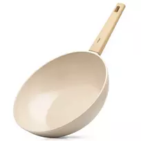 Wok keptuvė su keramine danga, smėlio spalvos, Ø 30 cm