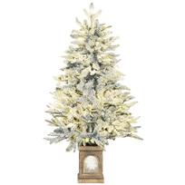 Dirbtinė kalėdinė eglutė, apsnigta, su 100 LED, žalia/balta, 120 cm