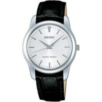 SEIKO SELECTION SCXP031 Vyriškas/Unisex laikrodis, Kvarcinis, 35 mm, Sidabrinis ciferblatas, Odinė apyrankė white