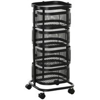 Food Cart with 4 Baskets, Support Surface and Wheels, in Steel and PP, 33x33x77 cm juoda